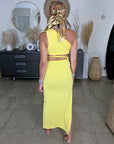 Robe asymétrique jaune