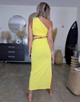 Robe asymétrique jaune
