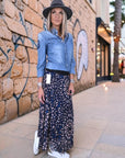 Jupe longue bleu marine à imprimé - 𝐌𝐚𝐫𝐢𝐧𝐚𝟒𝟒𝐟𝐚𝐦𝐢𝐥𝐲