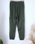 Pantalon cargo satiné kaki