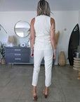 Ensemble veston + pantalon écru à bandes latérales