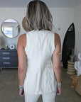 Ensemble veston + pantalon écru à bandes latérales