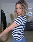 Haut en coton à maille rayé bleu marine - 𝐌𝐚𝐫𝐢𝐧𝐚𝟒𝟒𝐟𝐚𝐦𝐢𝐥𝐲