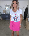 T-shirt blanc skull mexicain