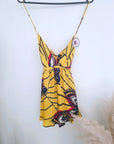 Top jaune à imprimé wax