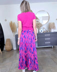 Jupe longue rose fuchsia et bleu roi