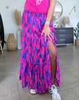 Jupe longue rose fuchsia et bleu roi