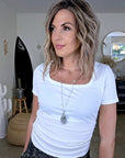 T-shirt blanc côtelé - 𝐌𝐚𝐫𝐢𝐧𝐚𝟒𝟒𝐟𝐚𝐦𝐢𝐥𝐲