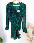 Robe Verte à imprimé noir