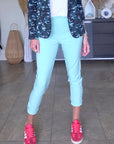 Pantalon chic bleu - vert menthe