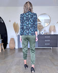 Pantalon cargo satiné kaki