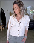 Veste sweat beige rock & roll