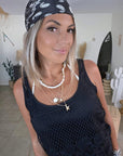 Foulard noir à imprimé bandana