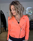 Perfecto orange fluo en suédine - 𝐌𝐚𝐫𝐢𝐧𝐚𝟒𝟒𝐟𝐚𝐦𝐢𝐥𝐲