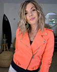 Perfecto orange fluo en suédine - 𝐌𝐚𝐫𝐢𝐧𝐚𝟒𝟒𝐟𝐚𝐦𝐢𝐥𝐲
