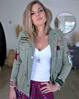 Veste saharienne kaki-beige customisée