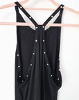 Robe longue noire cloutée