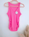 Débardeur rose à maille côtelée extensible