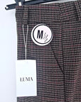 Pantalon palazzo marron à imprimé à carreaux