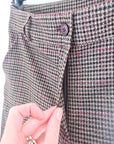 Pantalon palazzo marron à imprimé à carreaux