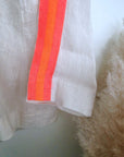 Ensemble veste + Pantalon en lin écru à bandes latérales fluo