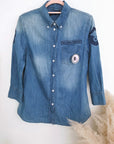 Chemise bleue en jean fine en coton