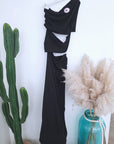 Robe fendu noire en lycra