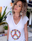 Tee-shirt perles peace love