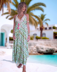 Robe verte dos nu en soie