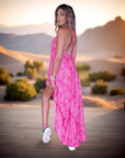 Robe dos nu rose fuchsia