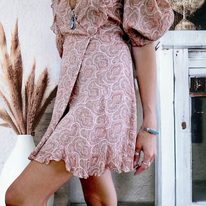 Robe portefeuille rose saumon           THE KOOPLES - 𝐌𝐚𝐫𝐢𝐧𝐚𝟒𝟒𝐟𝐚𝐦𝐢𝐥𝐲