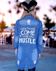 Veste denim à tags