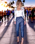 Pantalon jogg marin cuir