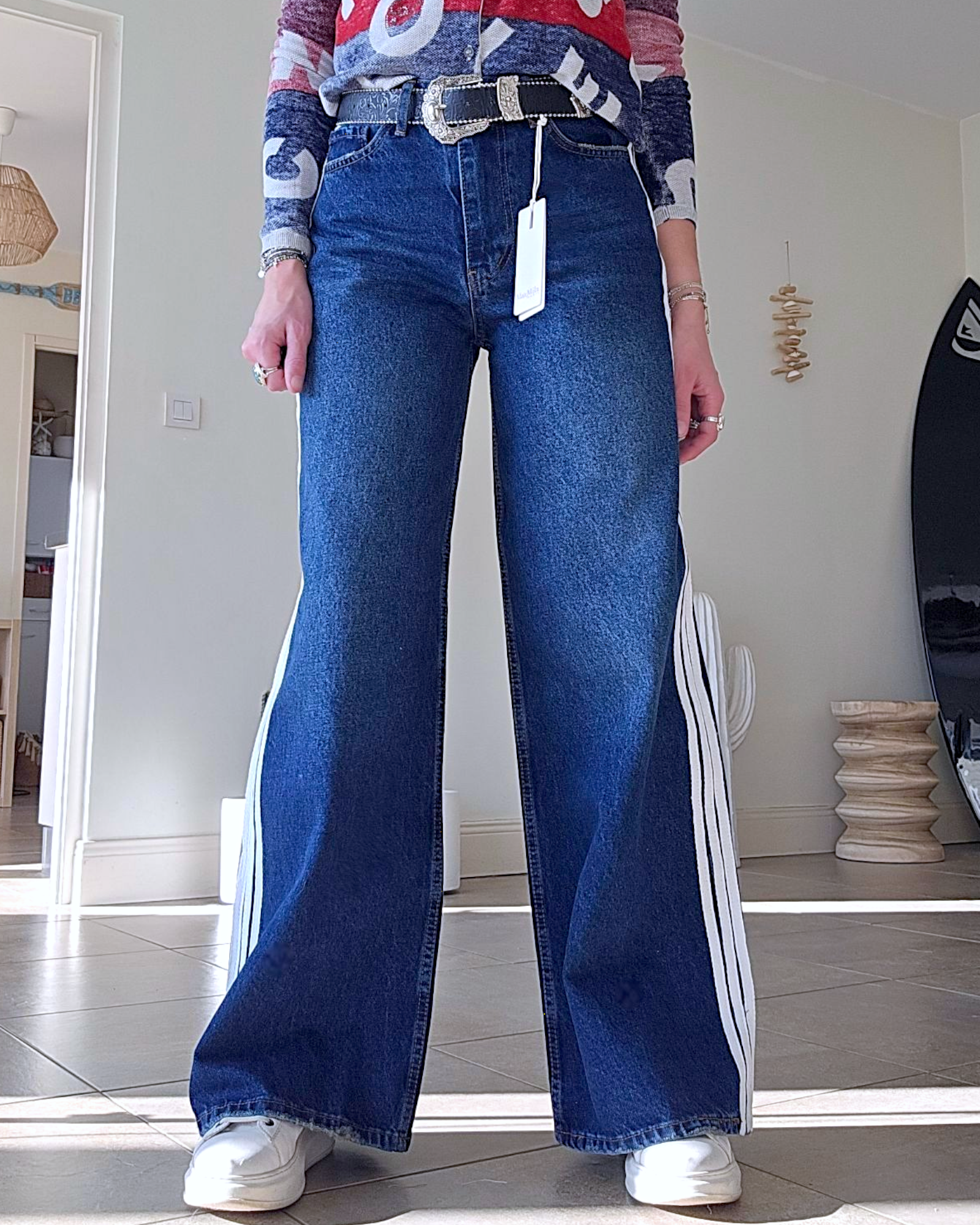 🔥Jean large à bandes
