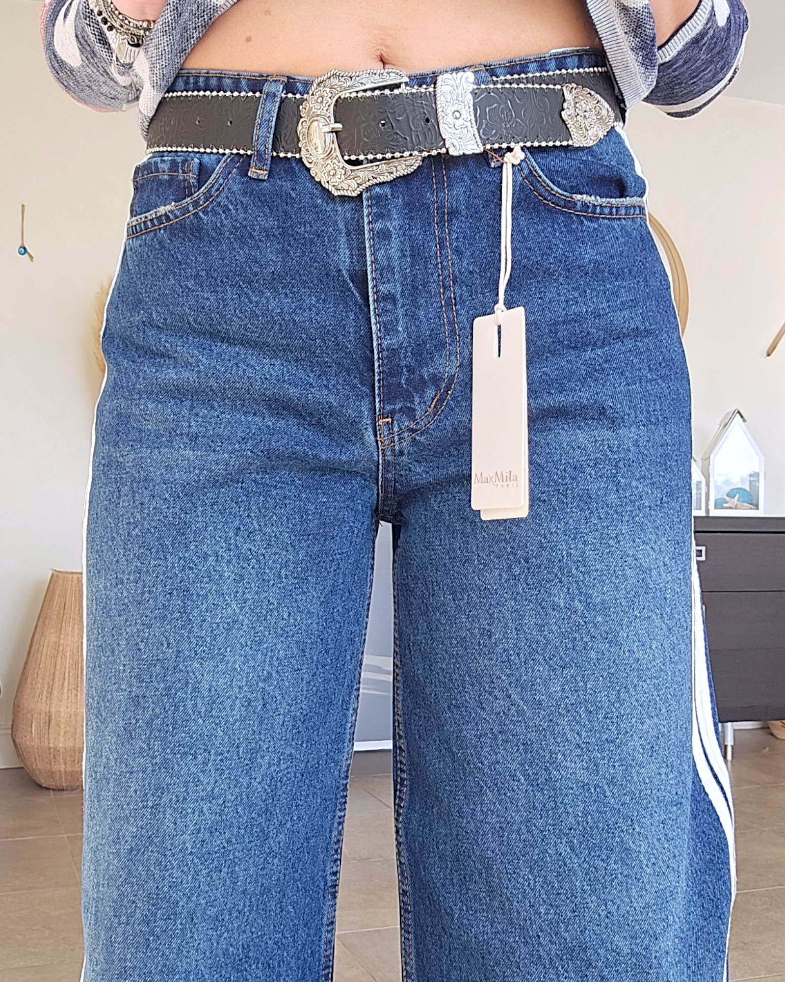🔥Jean large à bandes