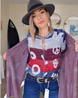 Cardigan + écharpe tags
