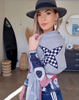 Cardigan + écharpe tags