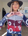 Cardigan + écharpe tags