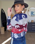 Cardigan + écharpe tags
