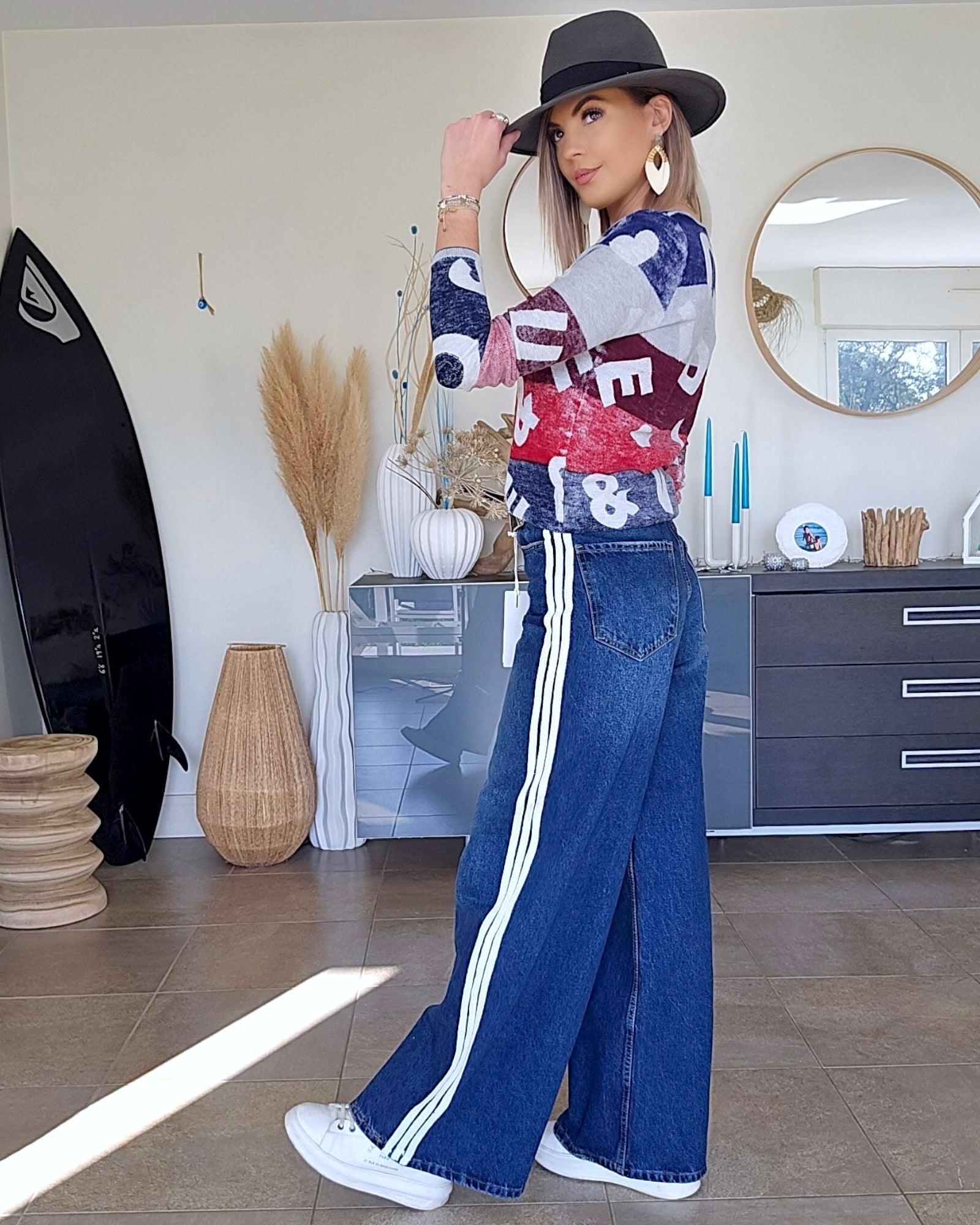 Cardigan + écharpe tags