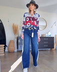 Cardigan + écharpe tags