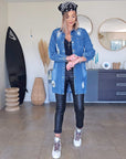 Veste denim à tags