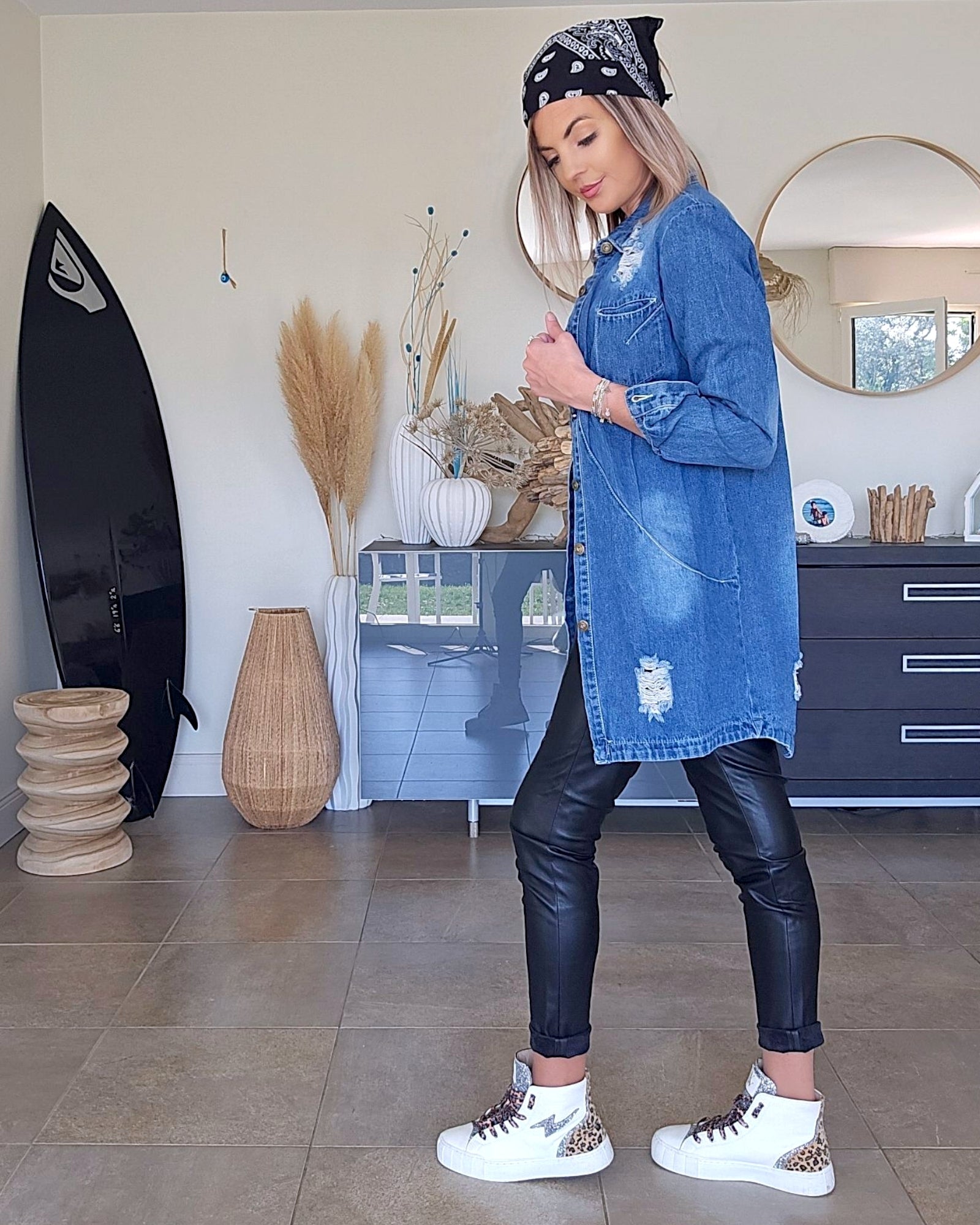 Veste denim à tags