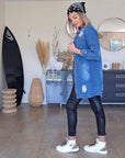Veste denim à tags