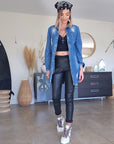 Veste denim à tags