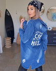 Veste denim à tags
