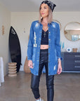 Veste denim à tags