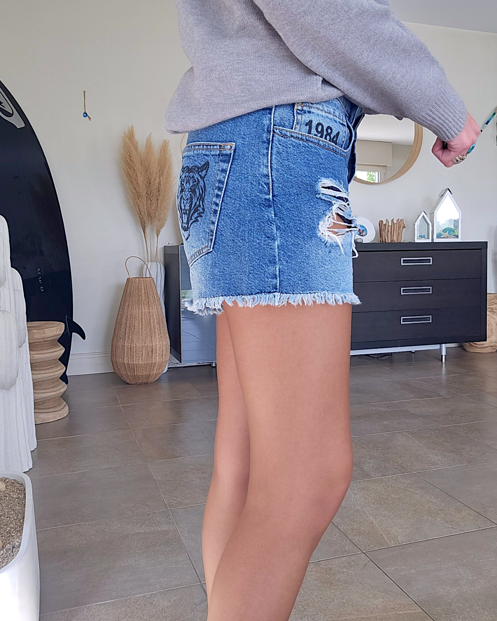 Short en denim bleu