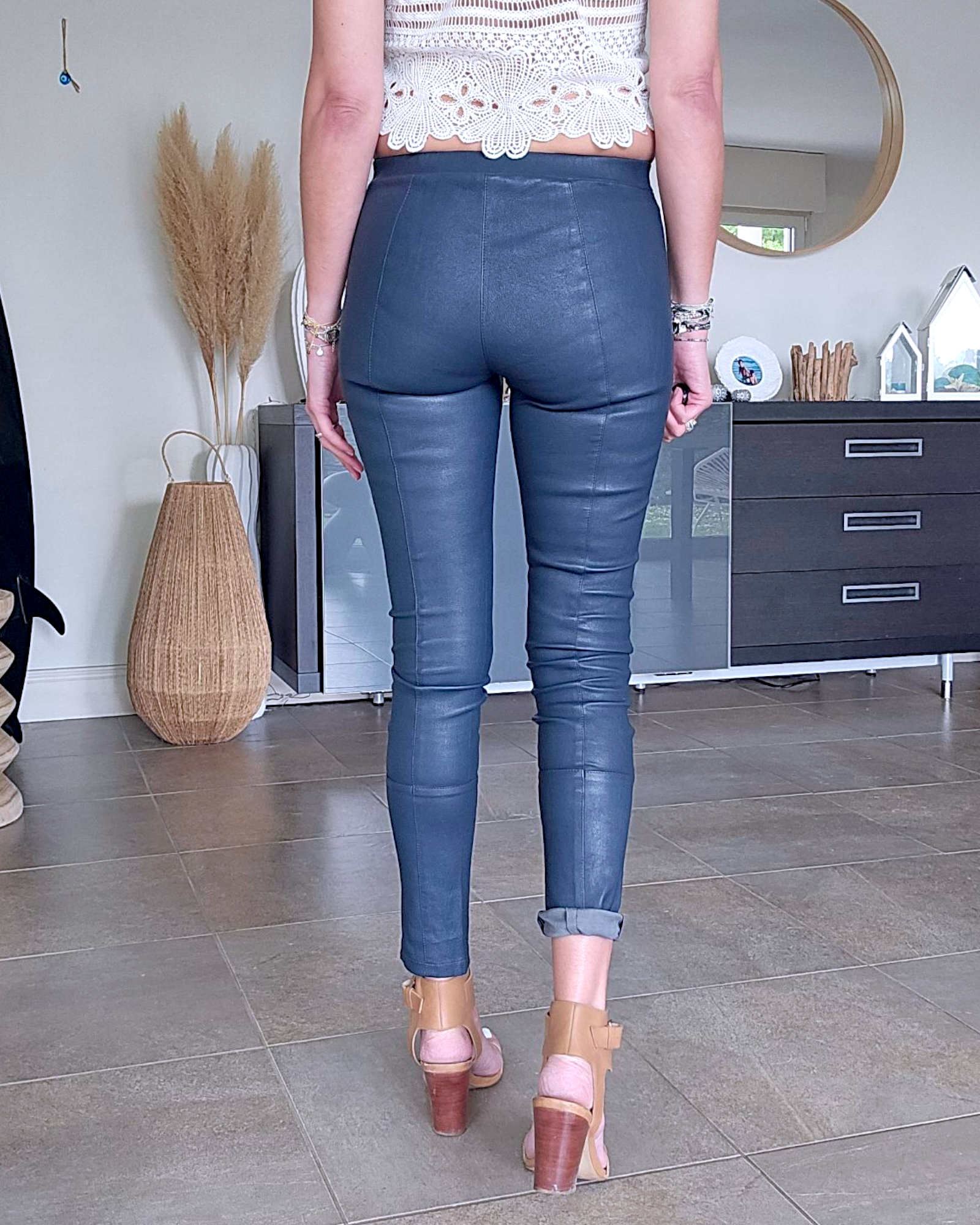 Legging marin cuir