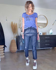 Pantalon jogg marin cuir